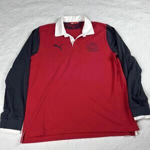 Puma Samoa Rugby Shirt XL Blue Red Crest Polo Long Sleeve #10  Y2K